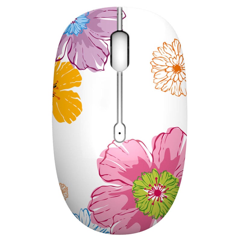 TENMOS M101 Wireless Mouse Cute Silent Computer Mice with USB Receiver, 2.4G Optical Wireless Travel Mouse 1600 DPI for Laptop, Notebook, PC, Computer (Flower) - Image 1